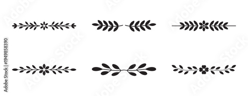 Rustic leaf branch dividers set for natural theme graphic decoration