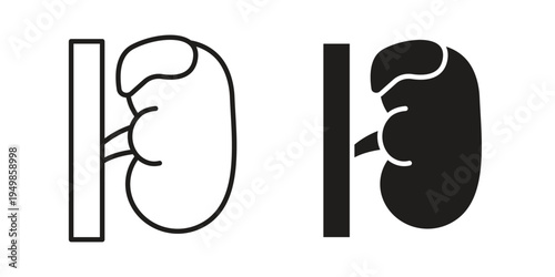 Adrenal gland icon element for graphic designs. line and flat symbols