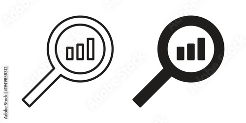 Analysis icon element for graphic designs. line and flat symbols