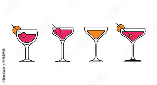 Cosmopolitan Martini Line art modern blended abstract color vector