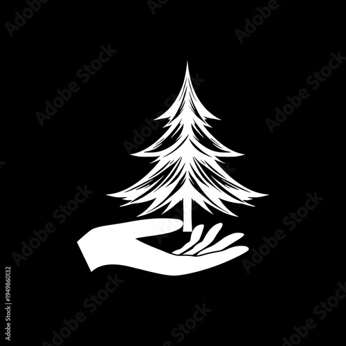 Save the forest icon isolated on black background