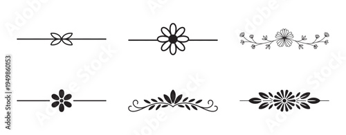 Collection of floral divider lines and flower page break ornaments vector