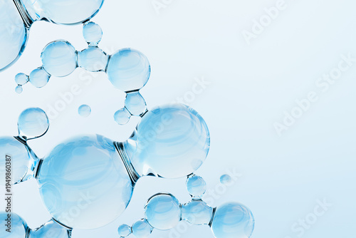 Tablou pe pânză Transparent 3D molecules, copy space and for text