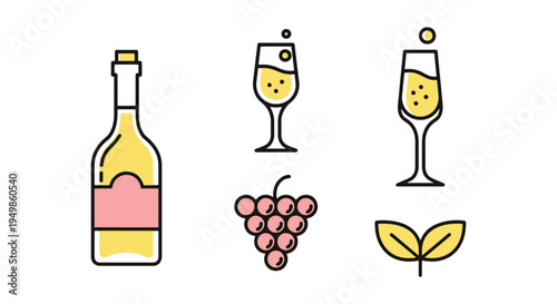 Champagne Vinegar Line art minimal abstract modern style vector