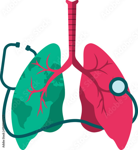 World tuberculosis day illustration for lungs health awarness, bacteria infection disease on respiratory system. Vector isolated