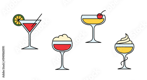 Daiquiri Martini Line art creative abstract modern illustration