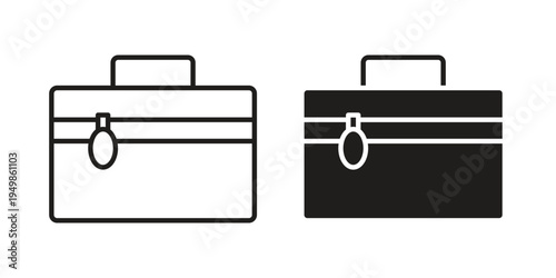 Big makeup box icon element for graphic designs. line and flat symbols