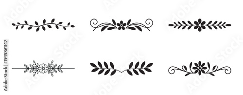 Decorative floral ornament dividers elegant design elements set