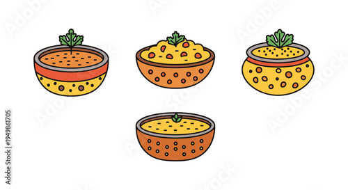 Dal Line art vector set modern abstract theme illustration