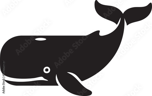 Whale Silhouette Icon Marine Animal Ocean Wildlife Aquatic Nature Simple Minimal Graphic Design