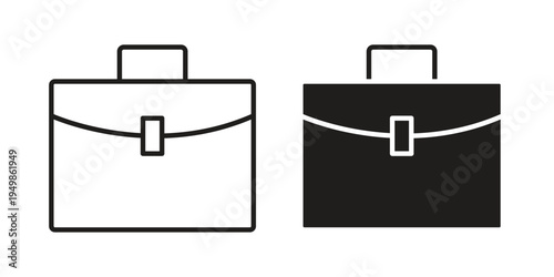 Briefcase icon element for graphic designs. line and flat symbols