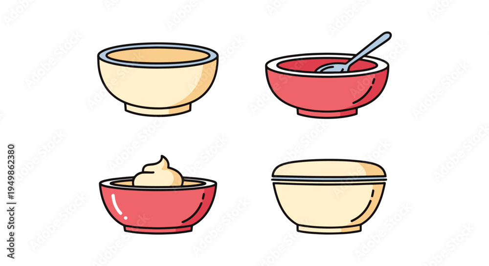 Obraz premium Cream Bowl Line art vector minimal bold abstract color