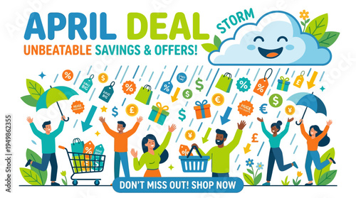 April Deal Unbeatable Savings Presented in a Shopping Storm