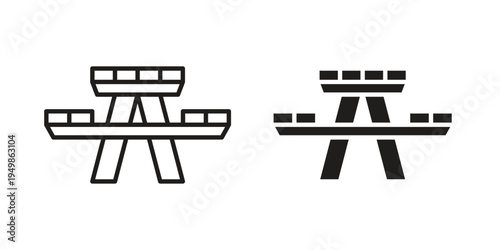 Camp table icon element for graphic designs. line and flat symbols