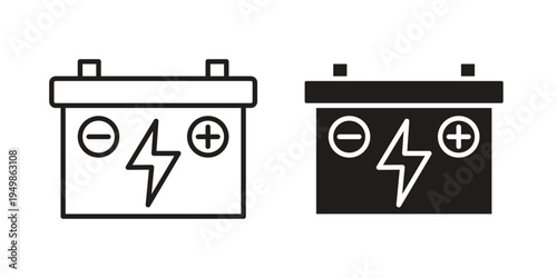 Car Battery icon element for graphic designs. line and flat symbols