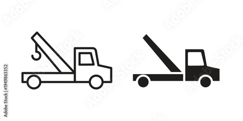 Car crane icon element for graphic designs. line and flat symbols
