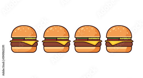 Cheese Burger Sliders Line art minimal creative abstract illustration
