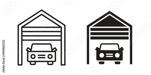 Car garage icon element for graphic designs. line and flat symbols