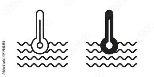 Car temperature icon element for graphic designs. line and flat symbols