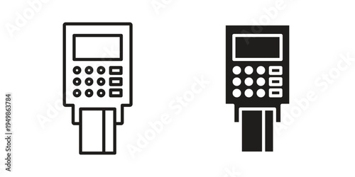 Card machine icon element for graphic designs. line and flat symbols