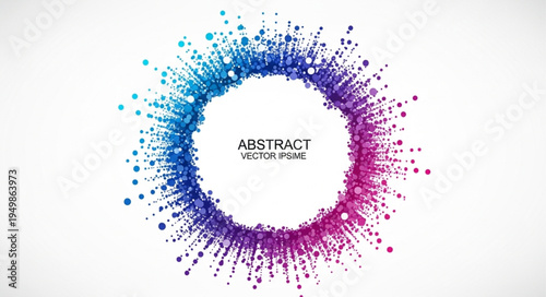 Colorful abstract circular explosion of dots and particles.