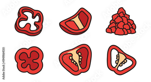 Crushed Red Pepper Line art minimal abstract vibrant color illustration