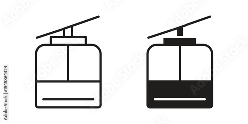 Chairlift icon element for graphic designs. line and flat symbols