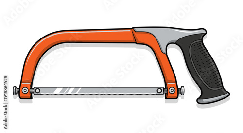 Vector illustration of an orange and black hand saw