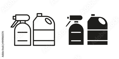 Cleaning products icon element for graphic designs. line and flat symbols