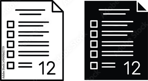 Checklist icons with equal signs and numbers
