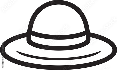 Hand Drawn Woman Hat Black and White Illustration in Minimal Line Art Style Design