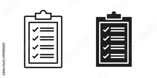Clipboard icon element for graphic designs. line and flat symbols