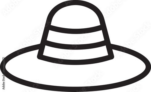 Hand Drawn Woman Hat Black and White Illustration in Minimal Line Art Style Design