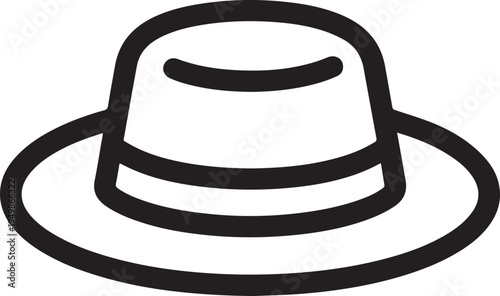 Hand Drawn Woman Hat Black and White Illustration in Minimal Line Art Style Design