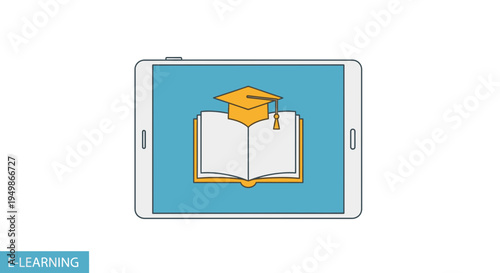 E learning education on tablet screen.