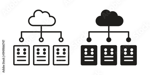 Cloud Computing Server icon element for graphic designs. line and flat symbols