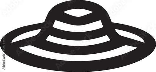 Hand Drawn Woman Hat Black and White Illustration in Minimal Line Art Style Design