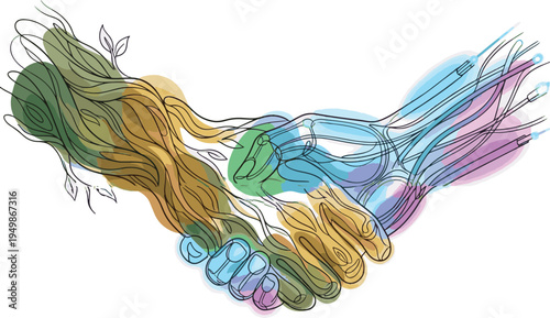 Hands Shaking Colorful Diverse Partnership.