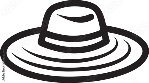 Hand Drawn Woman Hat Black and White Illustration in Minimal Line Art Style Design