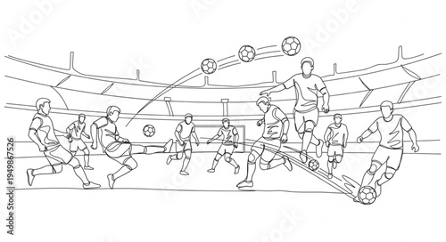 Soccer Player Kicking Ball Sequence Illustration.