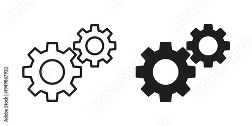 COGS icon element for graphic designs. line and flat symbols