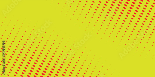 Retro Pop Art Halftone Pattern with Red Dots on Yellow Background