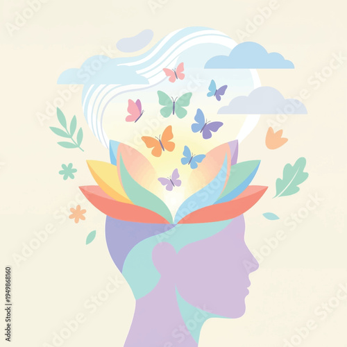 Mindful Person with Butterfly Thoughts.
