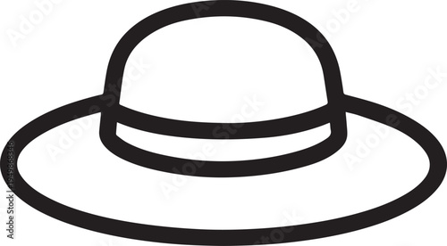 Hand Drawn Woman Hat Black and White Illustration in Minimal Line Art Style Design