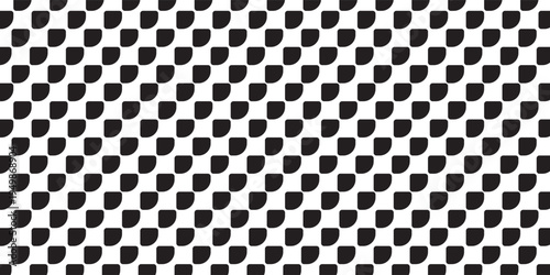 A mesmerizing black and white checkerboard pattern creating an optical illusion of depth and movement, ideal for backgrounds or graphic design elements.
