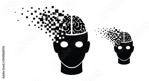 Deconstructing heads a series of fragmented human profiles in silhouette