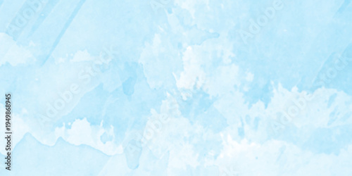 Light pastel sky soft cloud shapes blended blue watercolor effect, crumpled Light blue paper texture Soft blue abstract background with a watercolor.