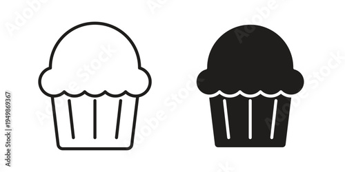 Cupcake muffin icon element for graphic designs. line and flat symbols