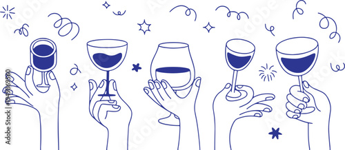 Celebratory glasses with wine and champagne