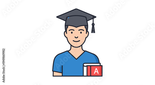 Young man wearing graduation cap.